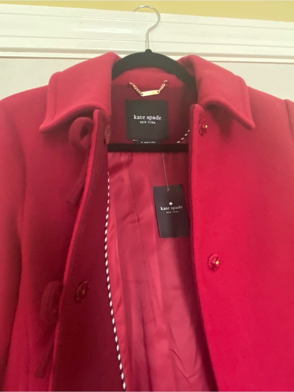 Women’s Kate Spade Magenta Pea Coat - Picture 7 of 7